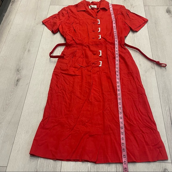 Neiman-Marcus Sports Shop Red Button Up Short Sleeve Dress VINTAGE - Picture 9 of 12